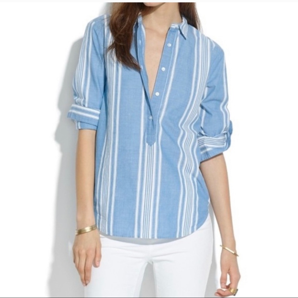 Madewell Striped Popover Tunic Shirt S